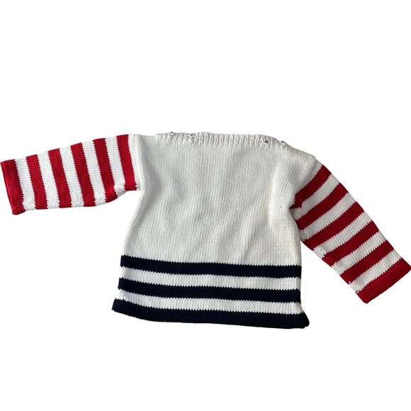 Knitting Needles Boys Pullover Knit Sweater Multicolor Striped Winter Cozy Warm - Picture 3 of 8